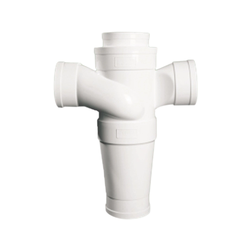 PVC Swirl Single Stack Flat Cross -  Solvent Weld Connection